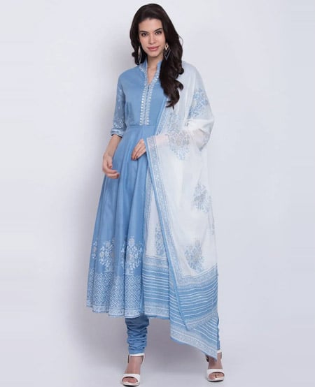 Buy Turquoise Cotton Anarkali Kurta Palazzo Suit Set (Kurta, Palazzo,  Dupatta) for INR4299.00 | Biba India