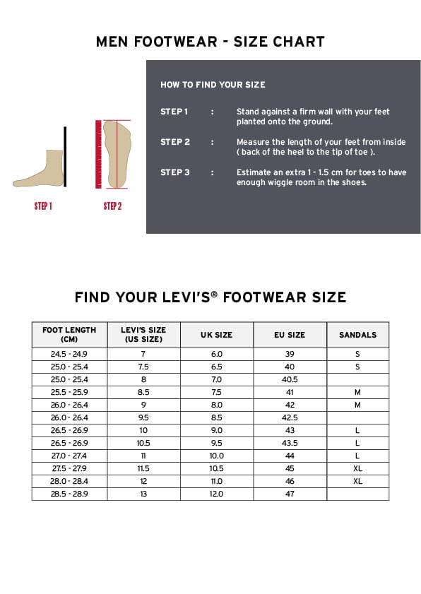Farmer fog notice Men's Footwear Size Chart