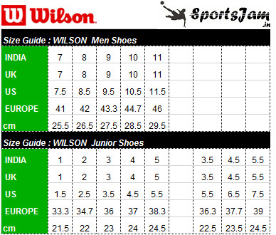 Wilson Tennis Shoes Size Chart