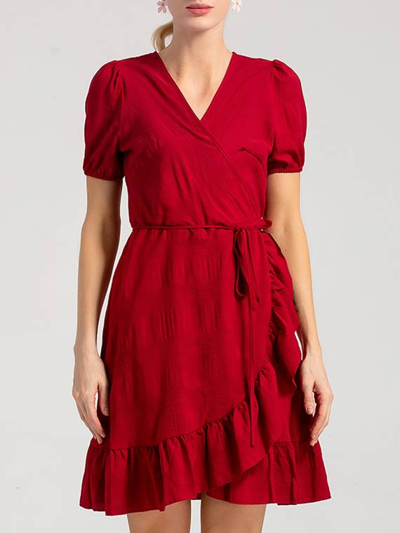 Product Reviews: Red Ruffle Hem Wrap Dress
